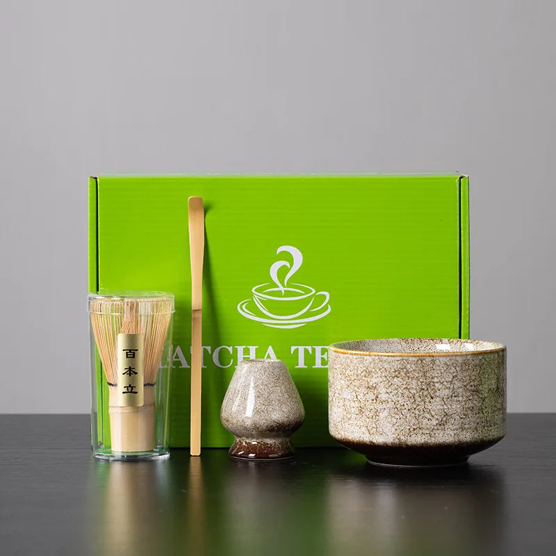 4/6/7PCS Japanese Matcha Blender Set with Bamboo Whisk Matcha Brush Teaspoon Kiln for Beverage Shop DIY Tea-Making Tools