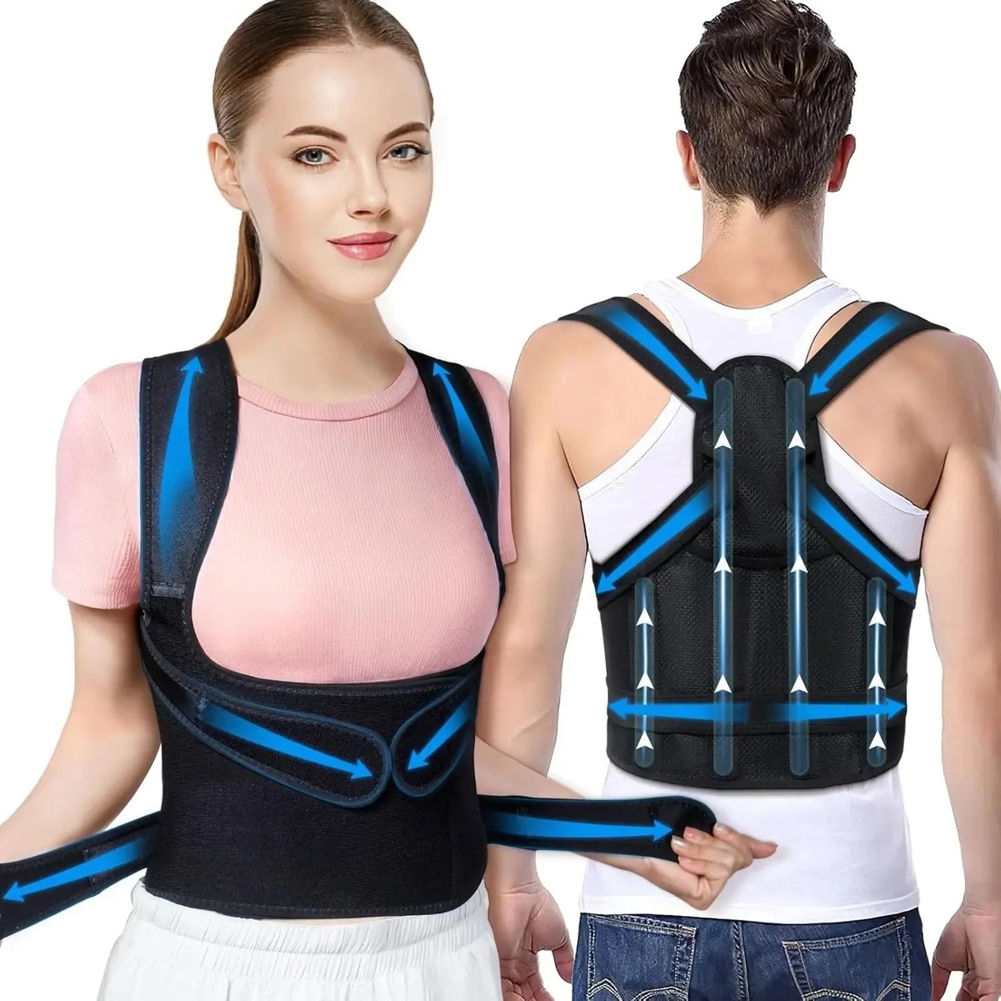 Adjustable Full Back Brace  Shoulder Straightener Support for Correcting Poor Posture