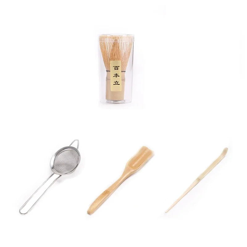 4/6/7PCS Japanese Matcha Blender Set with Bamboo Whisk Matcha Brush Teaspoon Kiln for Beverage Shop DIY Tea-Making Tools