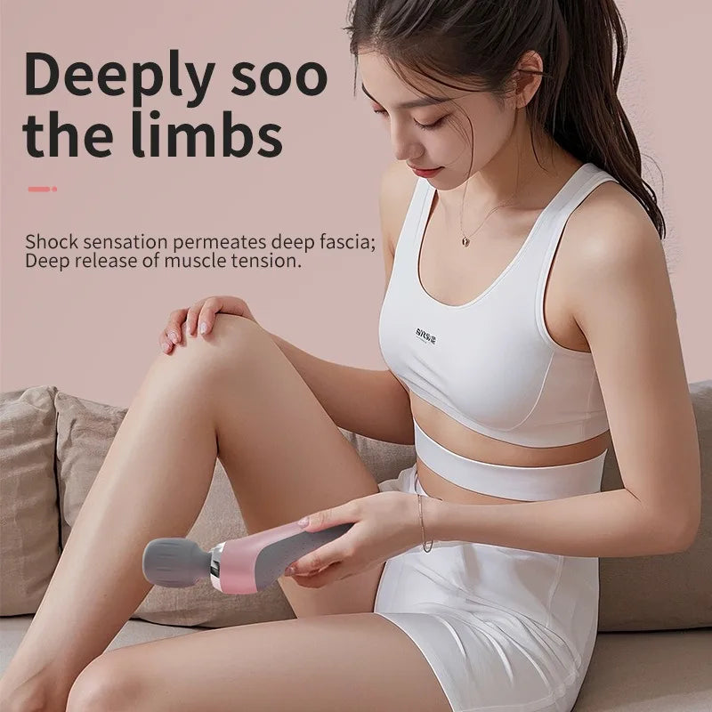 Deep Tissue Massage Gun USB Rechargeable Portable Full Body Muscle Massage 5-speed Adjustable Fascia Gun Pink and Black