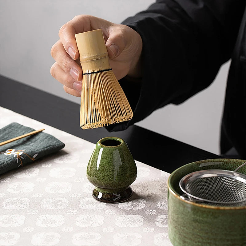 4/6/7PCS Japanese Matcha Blender Set with Bamboo Whisk Matcha Brush Teaspoon Kiln for Beverage Shop DIY Tea-Making Tools
