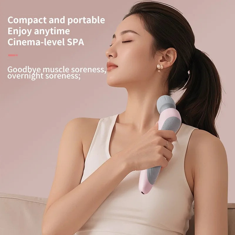 Deep Tissue Massage Gun USB Rechargeable Portable Full Body Muscle Massage 5-speed Adjustable Fascia Gun Pink and Black