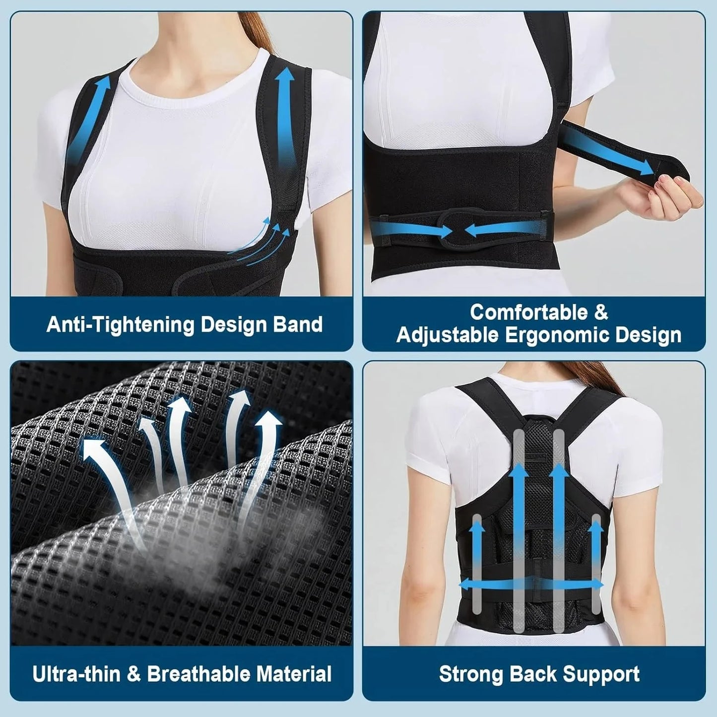 Adjustable Full Back Brace  Shoulder Straightener Support for Correcting Poor Posture