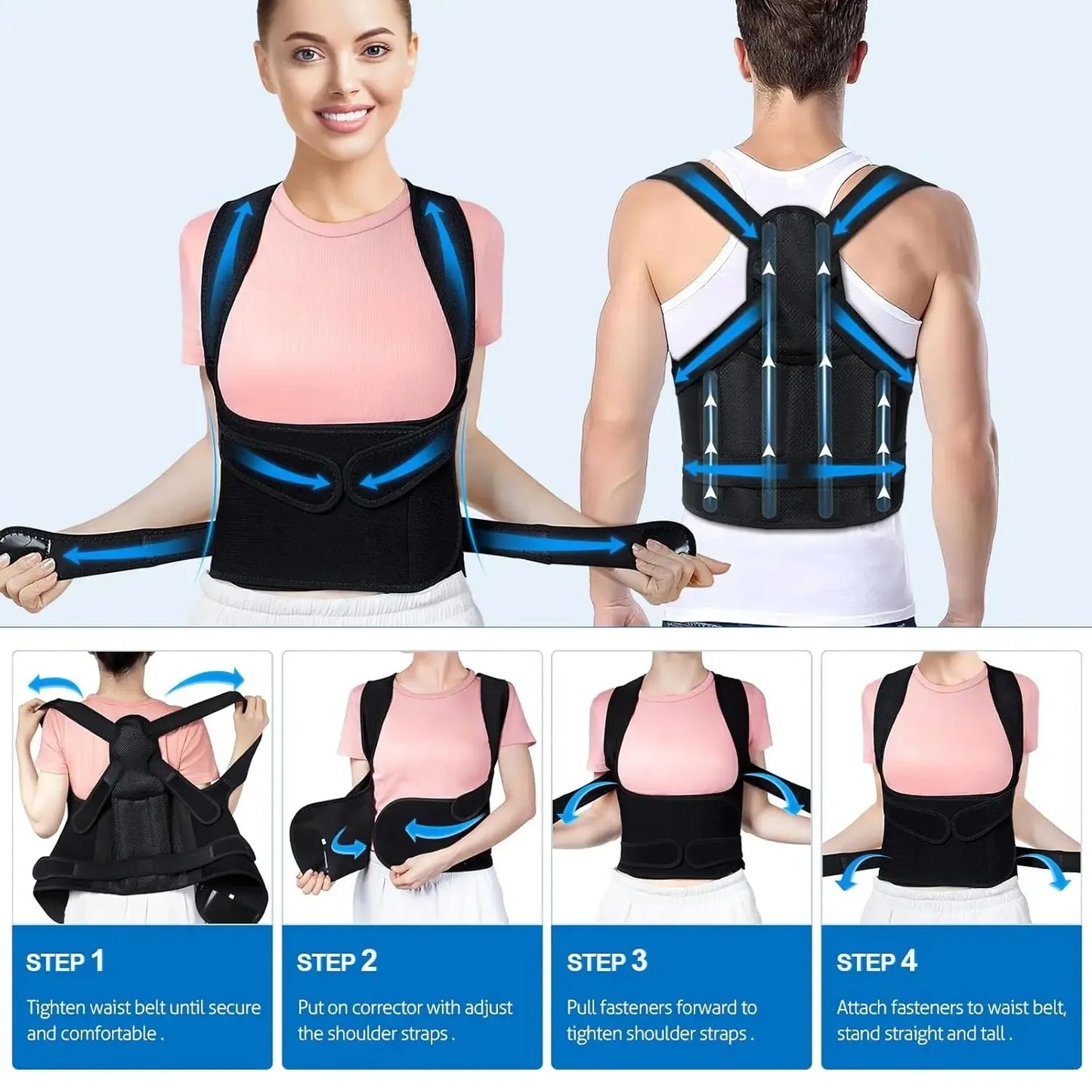 Adjustable Full Back Brace  Shoulder Straightener Support for Correcting Poor Posture