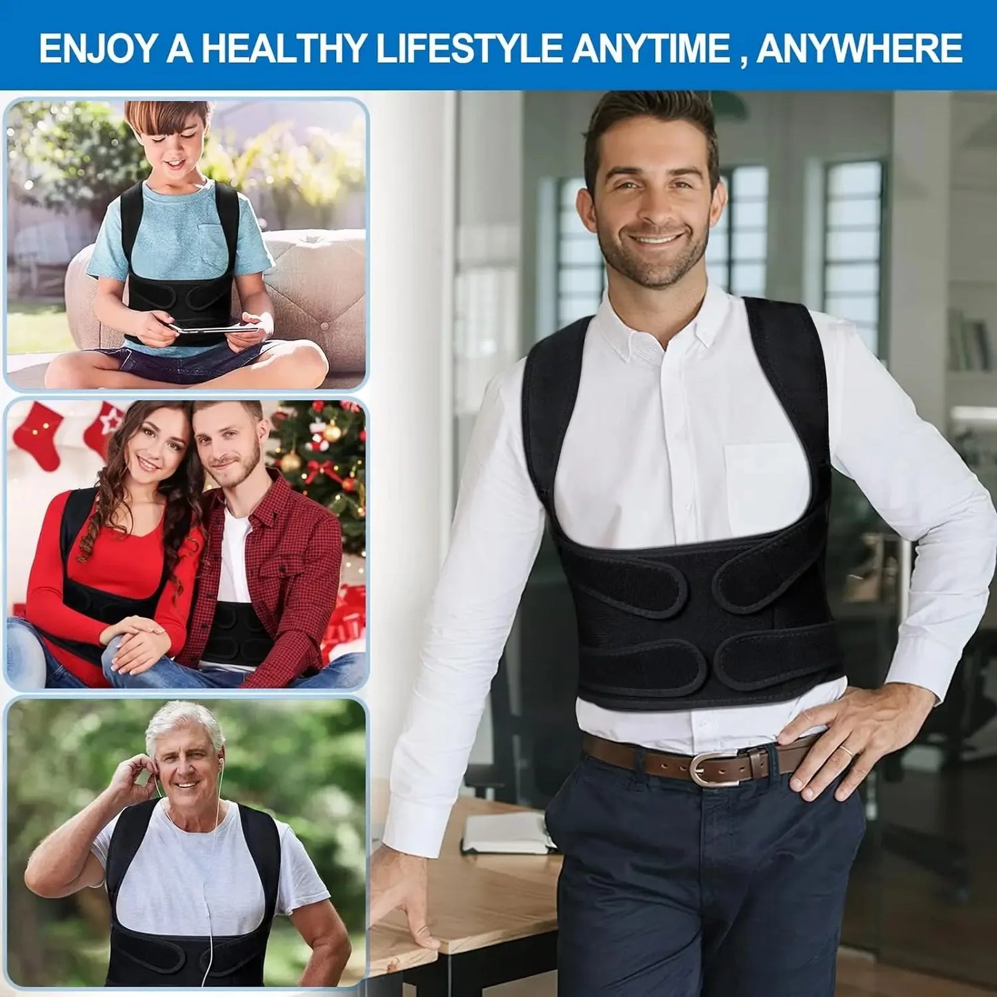 Adjustable Full Back Brace  Shoulder Straightener Support for Correcting Poor Posture