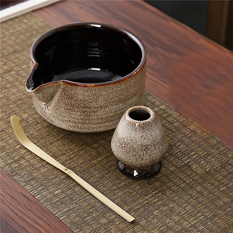 4/6/7PCS Japanese Matcha Blender Set with Bamboo Whisk Matcha Brush Teaspoon Kiln for Beverage Shop DIY Tea-Making Tools