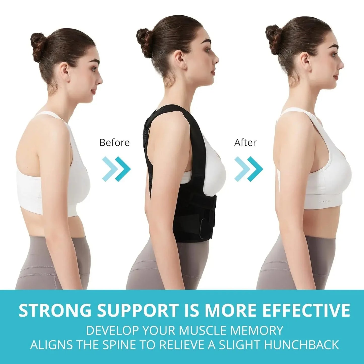 Adjustable Full Back Brace  Shoulder Straightener Support for Correcting Poor Posture